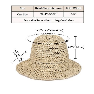 Womens Crochet Straw Sun Hat Wide Brim Foldable Beach Summer