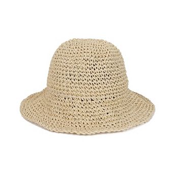 Womens Crochet Straw Sun Hat Wide Brim Foldable Beach Summer