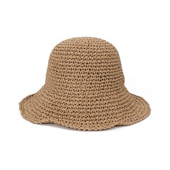 Womens Crochet Straw Sun Hat Wide Brim Foldable Beach Summer
