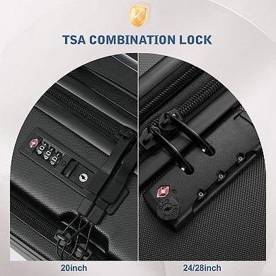 Trikiousd Hardside Luggage Sets 5 Piece with Front Opening, USB Port, TSA Locks