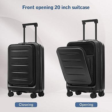 Trikiousd Hardside Luggage Sets 5 Piece with Front Opening, USB Port, TSA Locks