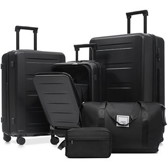 Trikiousd Hardside Luggage Sets 5 pc with Front Opening, USB Port, TSA Locks