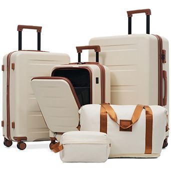 Trikiousd Hardside Luggage Sets 5 pc with Front Opening, USB Port, TSA Locks