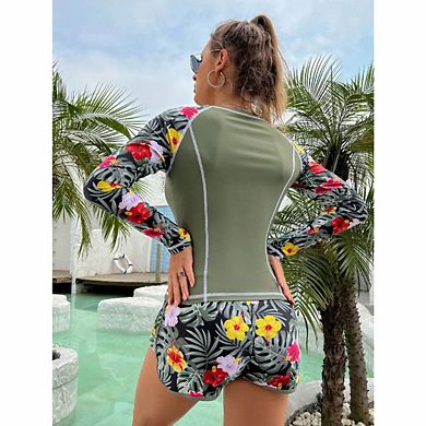 Women's Long Sleeve Two Piece Swimsuit