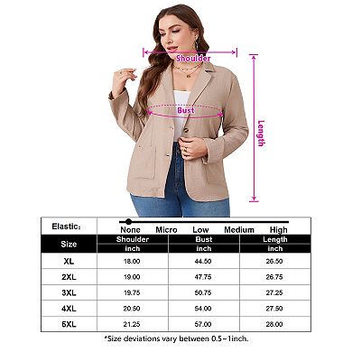 Women's Plus Size Blazer Button Lightweight Business Suit Jackets
