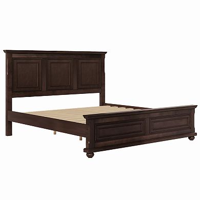 Pnronnc Traditional Platform Bed with Tall Headboard Wingback Bed