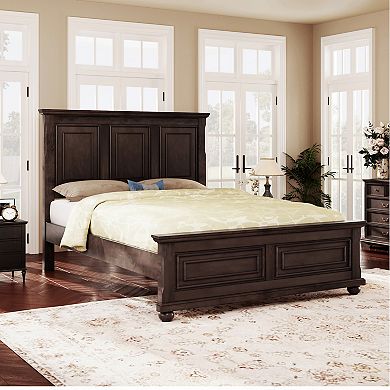 Pnronnc Traditional Platform Bed with Tall Headboard Wingback Bed
