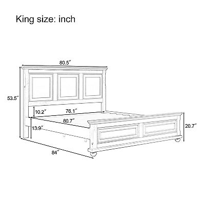 Pnronnc Traditional Platform Bed with Tall Headboard Wingback Bed