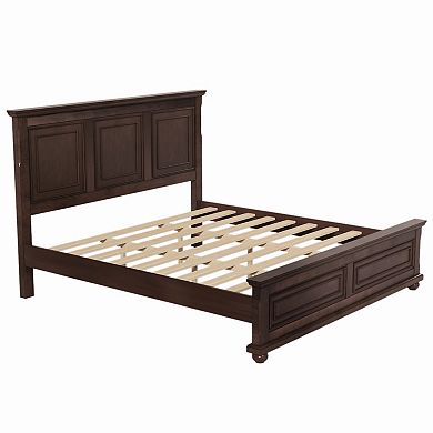 Pnronnc Traditional Platform Bed with Tall Headboard Wingback Bed