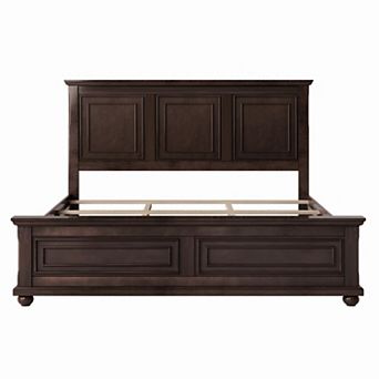 Pnronnc Traditional Platform Bed with Tall Headboard Wingback Bed