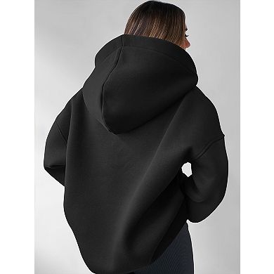 Women's Long Sleeve Hooded Loose Sweatshirt Casual Pullover Top