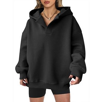 Women's Long Sleeve Hooded Loose Sweatshirt Casual Pullover Top