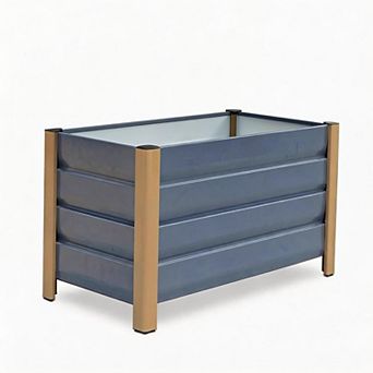 ANIXOL Rectangular Metal Raised Garden Bed with Base for Outdoor, Patio, Balcony，With Base