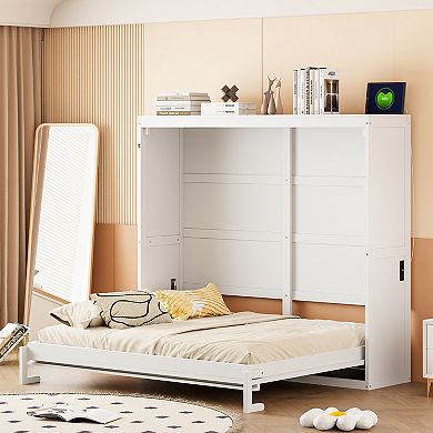 Pnronnc Folding Murphy Bed Cube Wall Cabinet Daybed Wood Frame Sofa Bed