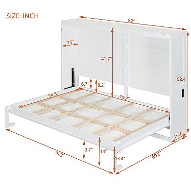 Pnronnc Folding Murphy Bed Cube Wall Cabinet Daybed Wood Frame Sofa Bed