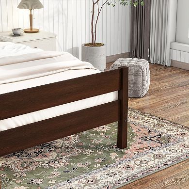 Pnronnc Twin Size Platform Bed Low Profile Bed with Headboard and Footboard