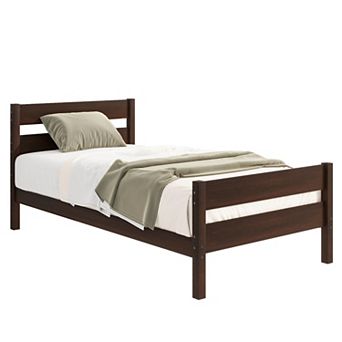 Pnronnc Twin Size Platform Bed Low Profile Bed with Headboard and Footboard