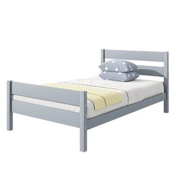 Pnronnc Twin Size Platform Bed Low Profile Bed with Headboard and Footboard