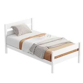 Pnronnc Twin Size Platform Bed Low Profile Bed with Headboard and Footboard