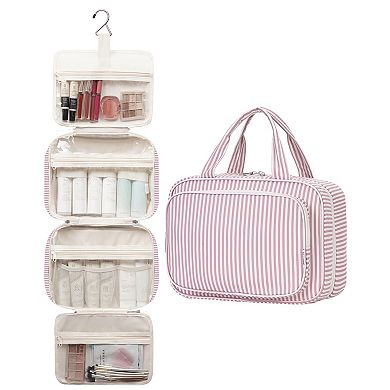 Striped Hanging Toiletry Bag Makeup Organizer