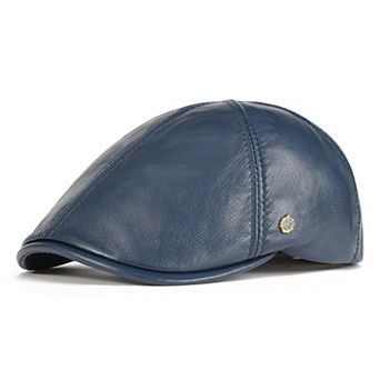 Leather Newsboy Cap 6 Panel Cabbie Hat