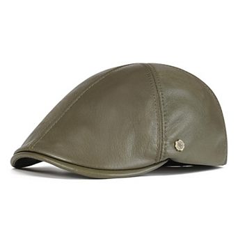 Leather Newsboy Cap 6 Panel Cabbie Hat