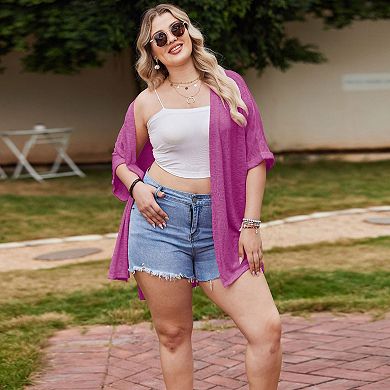 Plus Size Cardigan for Women Half Sleeve Lightweight Cover Up