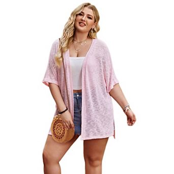 Plus Size Cardigan for Women Half Sleeve Lightweight Cover Up