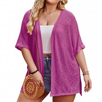 Plus Size Cardigan for Women Half Sleeve Lightweight Cover Up