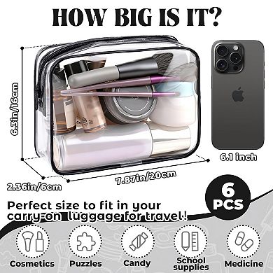 Clear Zipper Travel Toiletry Bag Carry-on Travel Essentials 6pc