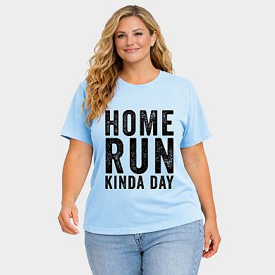 Home Run Kinda Day - Women's Plus Sized Garment Dyed Graphic T-Shirt