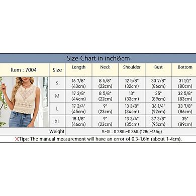 Womens Crochet Knit Vest Sleeveless Crop Top Hollow Out Beach Summer Crochet Pullover Sweater