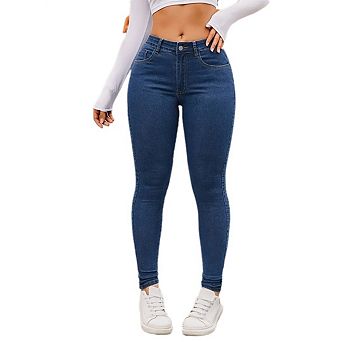 Womens Curvy High Waist Stretch Rear Lifting Skinny Colombian Jeans Tapered Ankle Jeggings