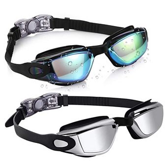 2 pc Swim Goggles Kids Anti-fog UV Protection Comfort Fit
