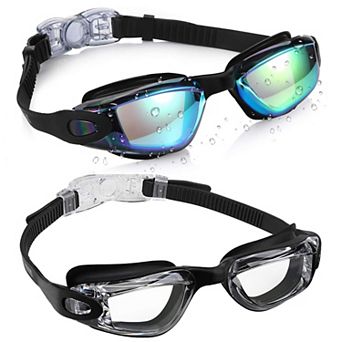 2 pc Swim Goggles Kids Anti-fog UV Protection Comfort Fit