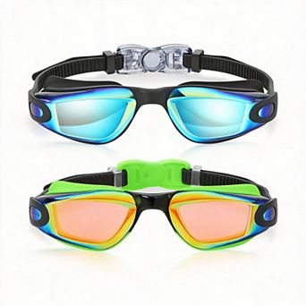 2 pc Swim Goggles Kids Anti-fog UV Protection Comfort Fit