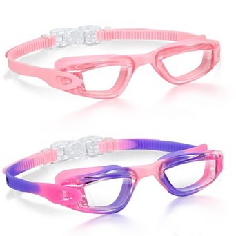 2 pc Swim Goggles Kids Anti-fog UV Protection Comfort Fit