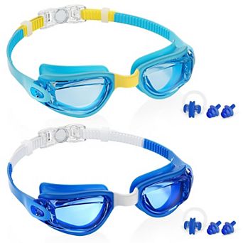 2 pc Swim Goggles Kids Anti-fog UV Protection Comfort Fit