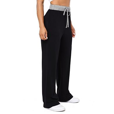 Womens Casual Wide Leg Sweatpants Lounge Palazzo Stretch Drawstring Bottoms Pant