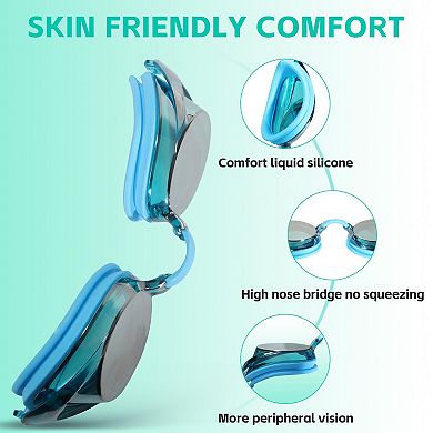 2pc Racing Swim Goggles Adult 180° Panoramic Bungee Strap No Leak