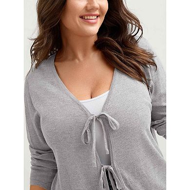 Women's Plus Size Cardigan Tie Front Lightweight Beach Top