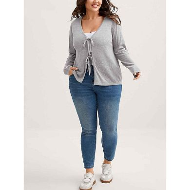 Women's Plus Size Cardigan Tie Front Lightweight Beach Top