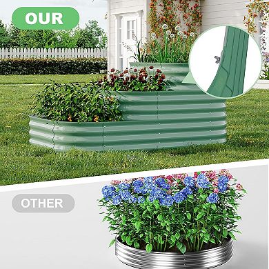 Galvanized Steel Raised Garden Bed Kit Easy Snap Assembly Planter Box for Family Gardening (Green)
