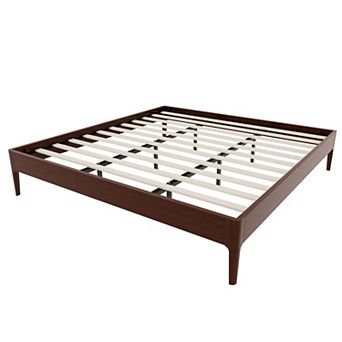 Pnronnc Open Bed Solid Dry Bamboo Wood Platform Bed Frame wWood Slat Metal Support, Low Profile Bed