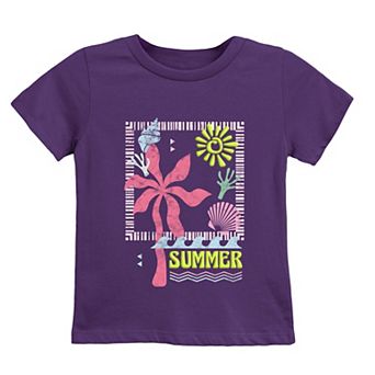 Summer Icons Colorful Puff Print - Youth Short Sleeve Graphic T-Shirt