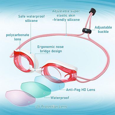 8pc Swim Goggles Anti Fog Silicone Ear Plug Nose Clip