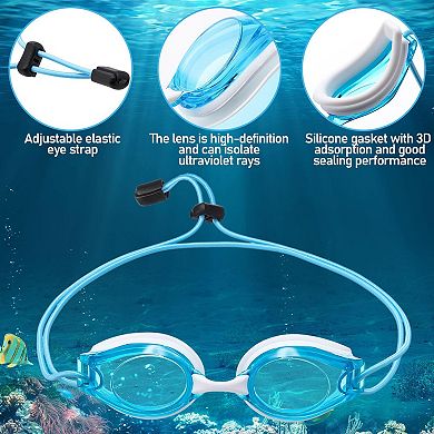 8pc Swim Goggles Anti Fog Silicone Ear Plug Nose Clip