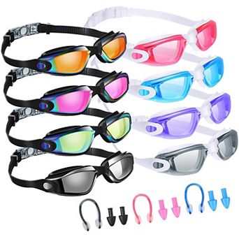 8 pc Swim Goggles Anti Fog Silicone Ear Plug Nose Clip