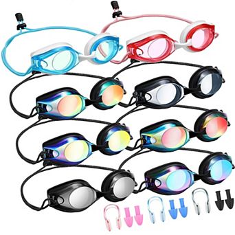 8 pc Swim Goggles Anti Fog Silicone Ear Plug Nose Clip