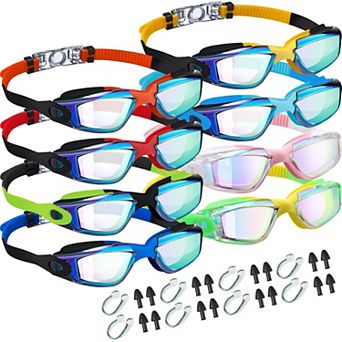8 pc Swim Goggles Anti Fog Silicone Ear Plug Nose Clip